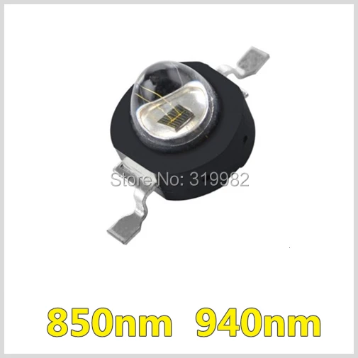 

50pcs LED IR Diode 3W High Power 850nm 940nm Emitter 140 Angle 700ma Black Chip Beads Infrared for CCTV Camera Night Vision LEDs
