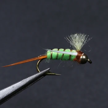 

Bimoo 10PCS #12 Brass Beadhead Nymph Psycho Prince Nymph Crazy Purple & Chartreuse Prince Trout Fishing Flies