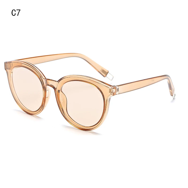 Новые модные женские роскошные плоские солнцезащитные очки кошачий глаз элегантные солнцезащитные очки «кошачий глаз» UV400 - Цвет линз: C7
