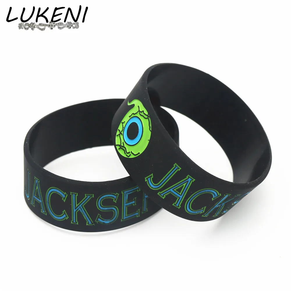 Lukeni Лидер продаж 1 шт. 1 дюймов чернила заполненные логотип Jacksepticeye силиконовый браслет широкий зеленый Средства ухода для век браслет& bangels для подарков sh202