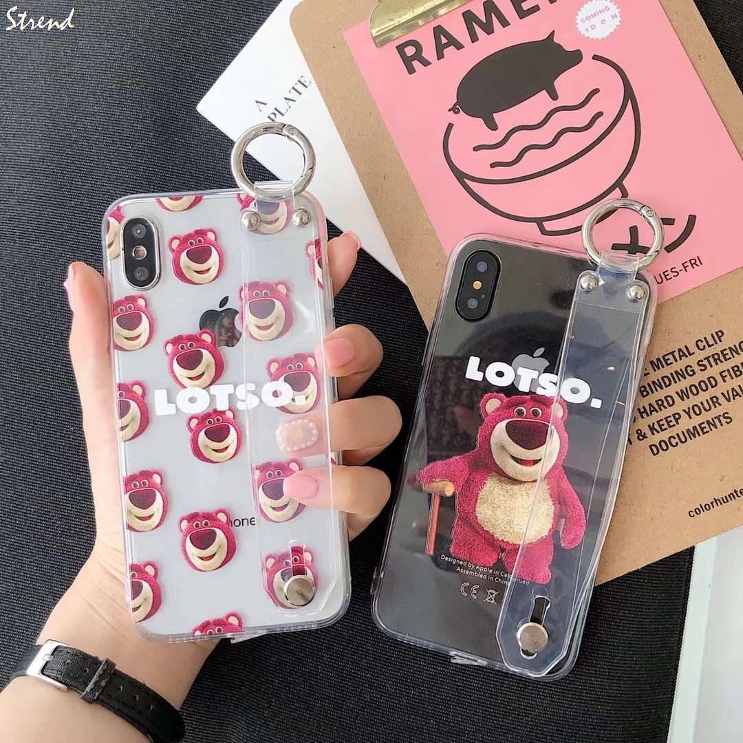 Милый клубничный медведь Lotso ремешок кронштейн чехол для iPhone X XS Max XR 8 7 6 6S Plus милый