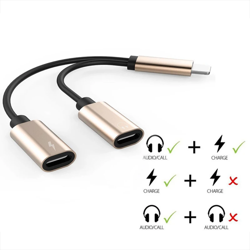Koop 2 in 1 Opladen Oortelefoon Adapter Audio Kabel Converter voor iPhone X 8 8 Plus 7 7 Plus Dual Jack Audio Hoofdtelefoon Splitter