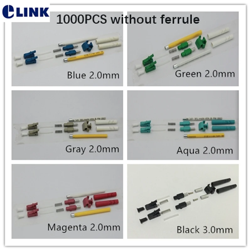 1000PCS LC DUPLEX fiber connector KITS without ferrule APC UPC SM MM OM3 OM4 3.0mm 2.0mm 0.9mm ftth SC connector accessories