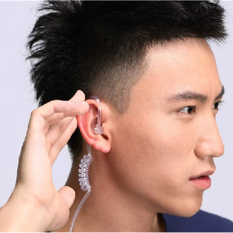 

3.5mm AUX Anti Radiation Hands-free Headphones Earphone Silione Spiral Air Tube Stereo Headset Monaural fone de ouvido with Mic