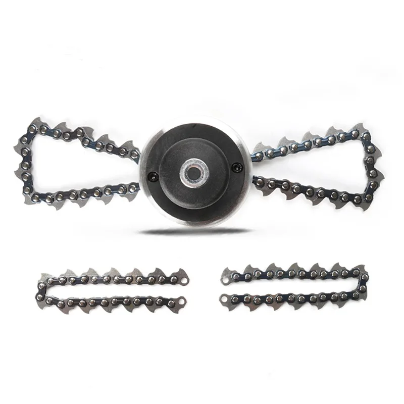 Head and Chain Универсальная стальная головка для триммера, кисть для цепи, резак для травы, запасные части для триммера, запчасти для газонокосилки, садовые инструменты - Цвет: Head and Chain