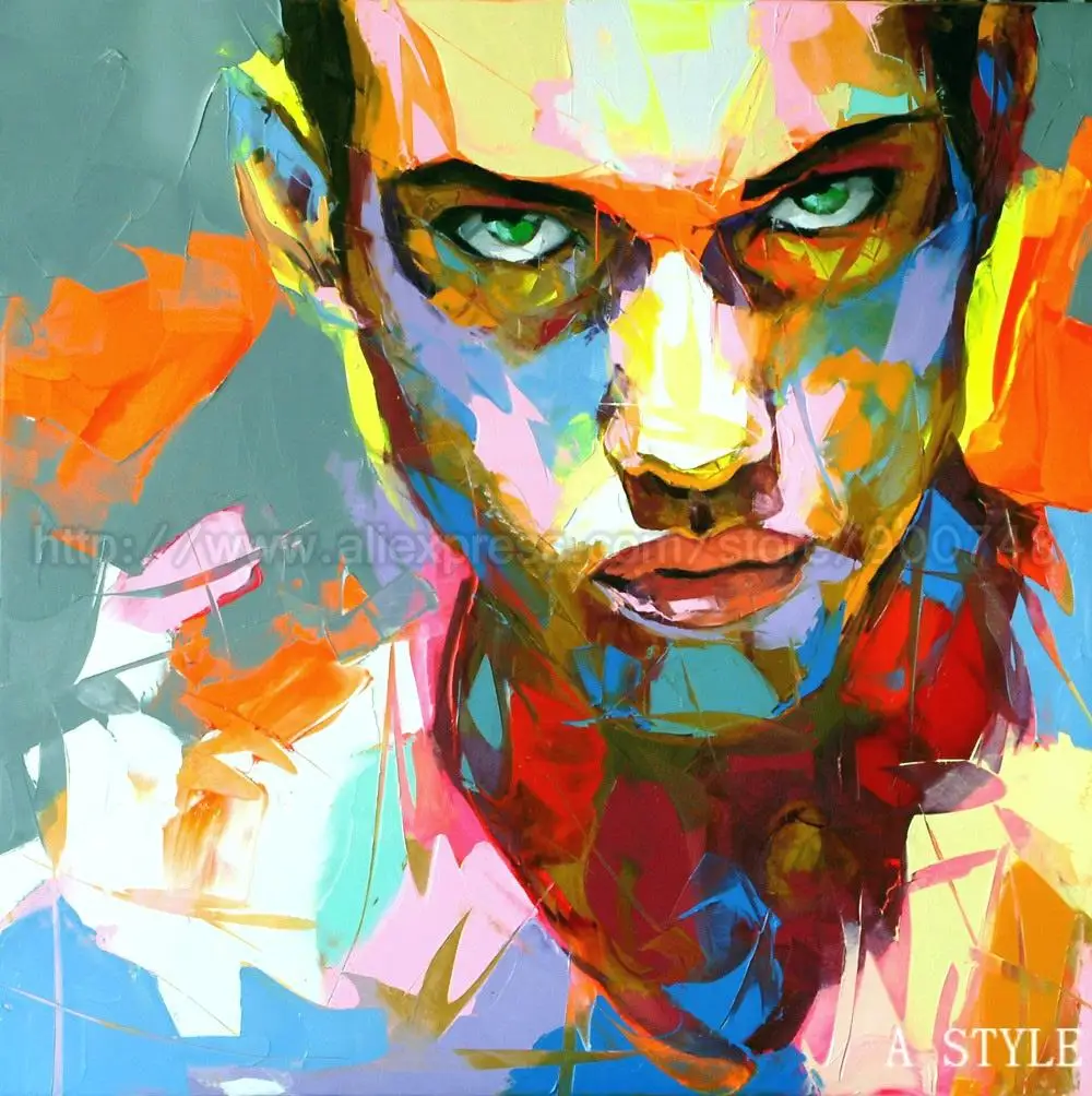 Multicolore Francoise Nielly Portraits à la main peinture à l'huile sur