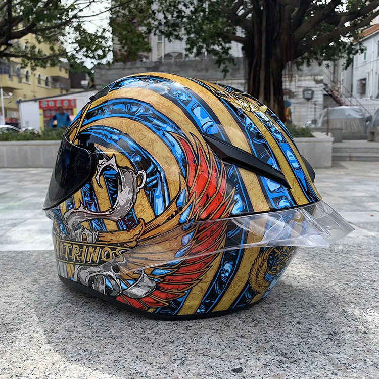 NITRINOS Nuevo casco de moto con cubierta completa para hombres y mujeres, casco electrico de carreras de coches, casco de moto