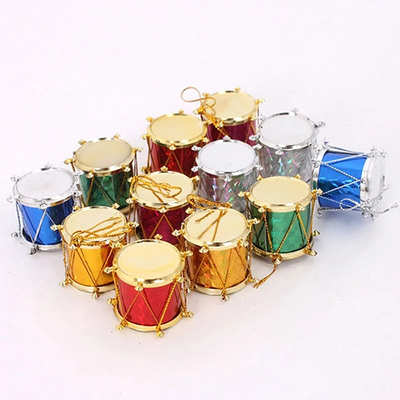 12PCS Merry Christmas Tree Drums Shaped Hanging gift Ornaments Home
