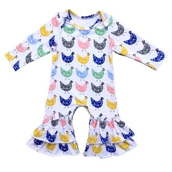 

Boutique newborn baby sleeper animals floral printed sleepers baby romper pajama gowns cotton icing ruffled leg romper pants