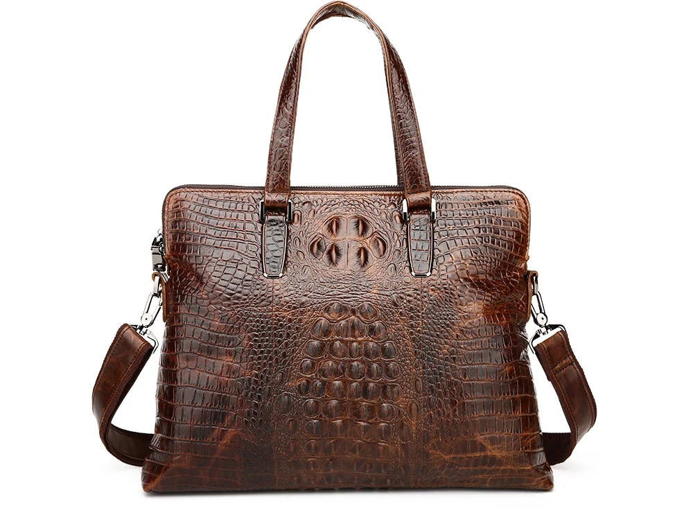 Fashion Crocodile pattern genuine leather font b Men b font messenger font b bags b font