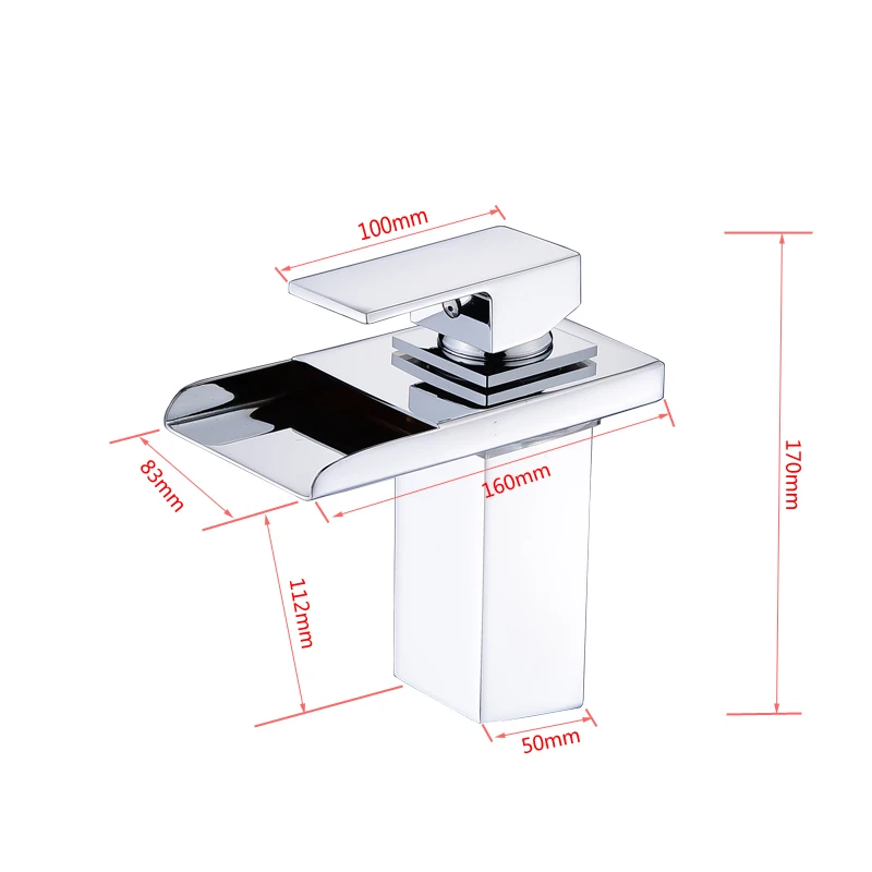 Ванная комната Водопад светодиодный кран. Светодиодный светильник-водопад, латунный кран для раковины. Смеситель для ванной комнаты на бортике смеситель для раковины