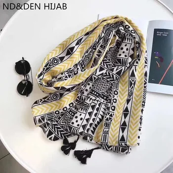 

Luxury Women Floral Print scarf with tassel scarves muslim hijab lady wrap fashion beach shawl bandana hijab 10pcs/lot Hot Sale