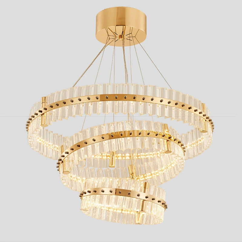 

3 layers large round Led Lights Modern Crystal Chandelier Light New Classical Creative Living Room Restaurant Duplex lighting