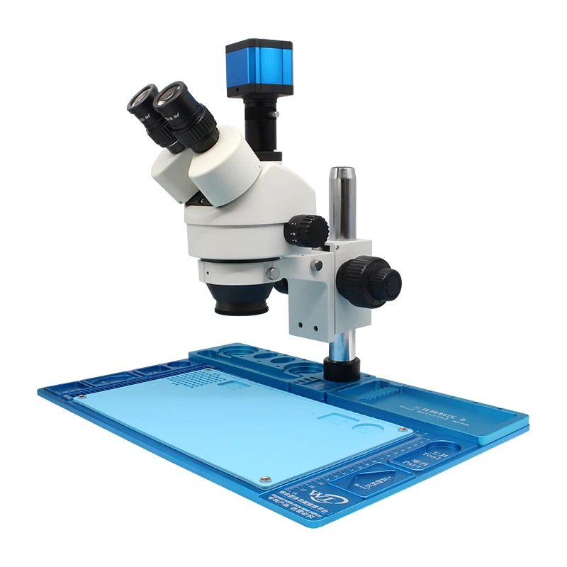 

7X-45X Zoom Trinocular Microscope with 14.0MP USB Camera Base Maintenance Platform Soldering Tool for Mobile Phone Repairing