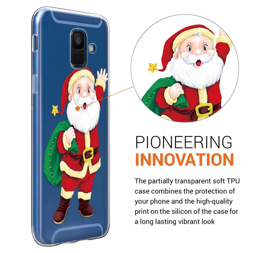 Santa Claus Reindeer Christmas Soft Case Cover For Samsung A6 J4 J6 2018 J3 J5 J7 A5 2017 A6 Plus J2 Prime Ultra Thin Slim Coque (18)