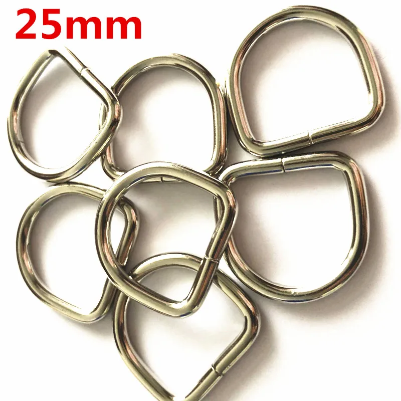 100pcs 1" Metal D Ring D Rings Shape Plating NonWelded Silver Buckles
