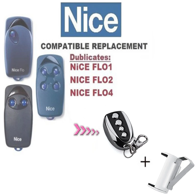 

2pcs High quality and Durable use ! NICE FLO1 FLO2 FLO 4 transmitter replacement duplicator 4channel 433.92MHZ
