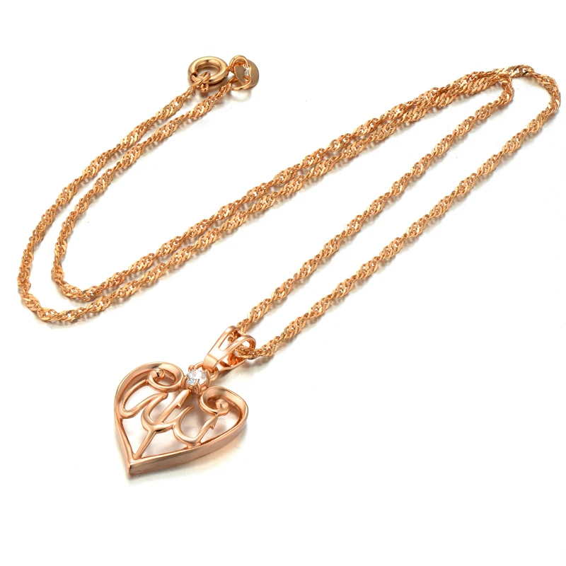 Женское Ожерелье с кулоном в мусульманском стиле Золотистое виде сердца