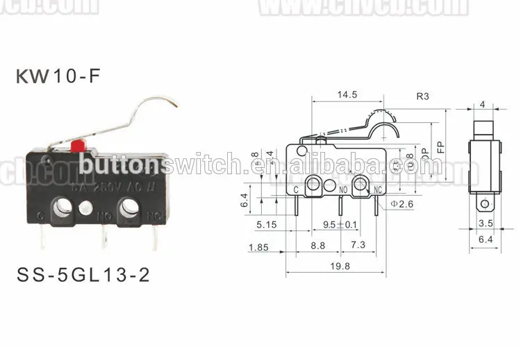 KW10-F Actional control momentary micro switch sensitive microswitch plastic micro switch electrical switches for sale