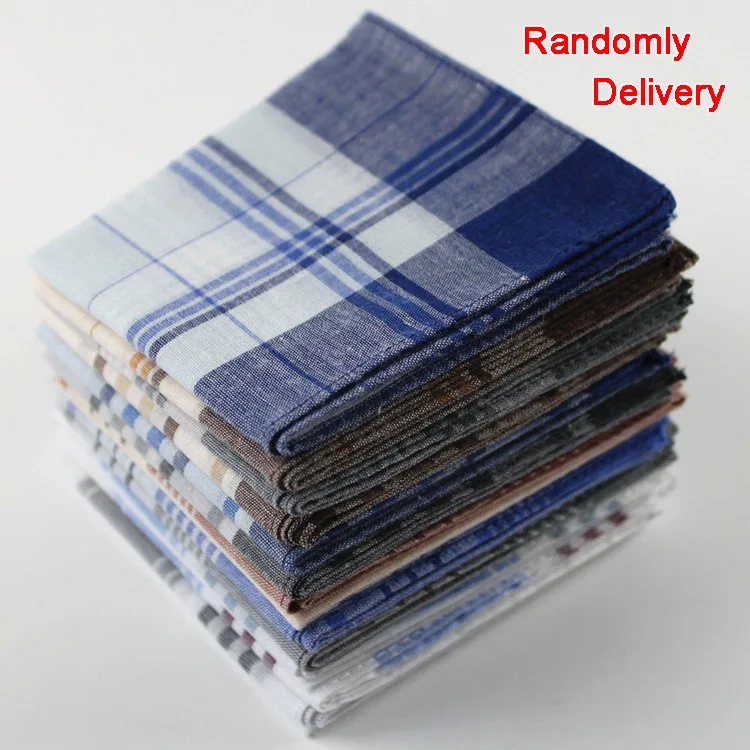 

20pcs/lot striped plaid men's party handkerchief 40*40cm Casual unisex Pocket Square cotton Fabric Hanky Wendding Handkerchiefs