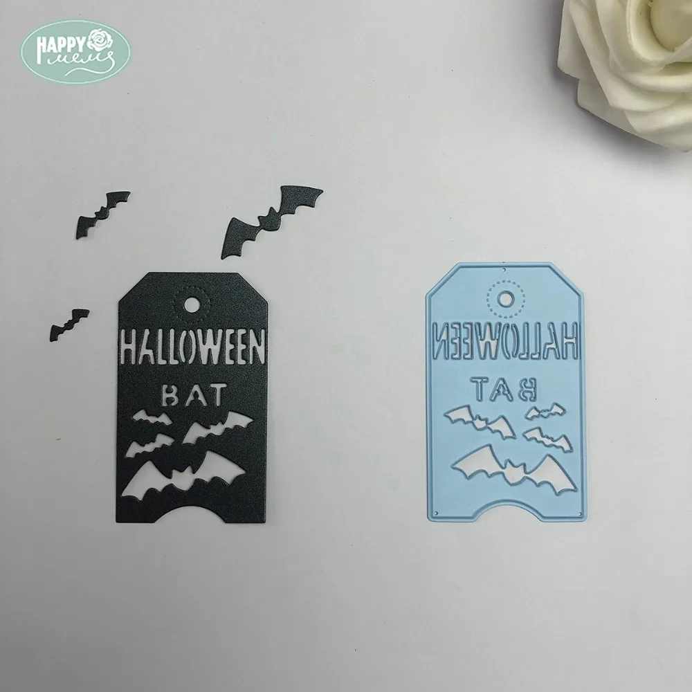 

Happymems New Style Halloween Theme Tag Cutting Dies Card Making Embellishments For Scrapbooking Bat Cutting Dies