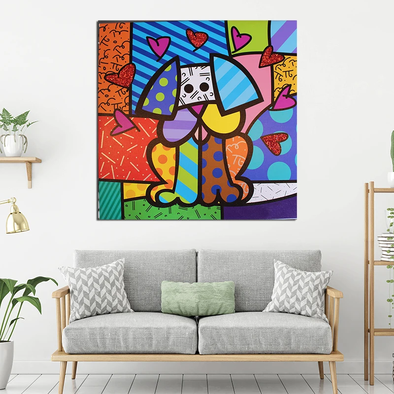 

Boy And Child Hugs Hug Dog Poster Dog Bit A Flower Paintings On Canvas Modern Art Decorative Wall Pictures Home Decoration