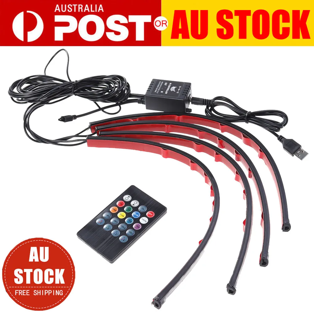1PC 72 LEDs SMD 5050 Remote Control RGB Car Interior LED Strip Lamps for Automotive