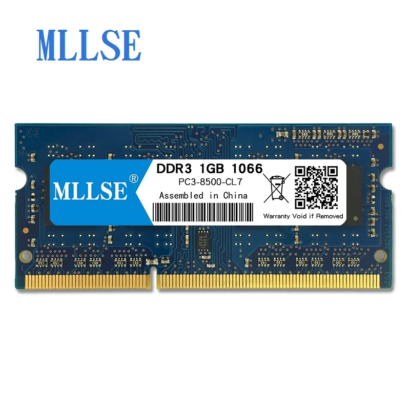 Mllse ноутбук Sodimm ram DDR3 1 ГБ 1066 МГц 1,8 в память для ноутбука PC3-8500S 204pin без ECC ноутбук ram memoria