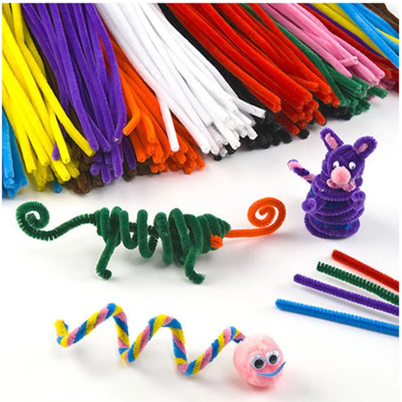 

free shipping 500pcs Plush Stick DIY colorful twisted stick Model Handwork Material Children Learning Toy Handmade Art And Craft