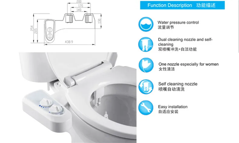 Cold Wate Double Nozzle Washing Toilet Seat Wash Muslim Shower Japanese The Toilet Bidet Cover Bidet Toilet Seat Water (2)