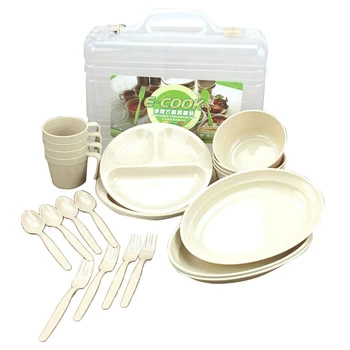 

Outdoor Picnic Barbecue Portable Plastic Tableware Set Bowl Dish Cup Set Combination