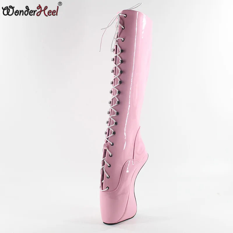 Rosado Nuevo 7 Rodilla Lace Wonderheel Mostrar Up Alto Boot Rosa Caliente Sexy Ultra