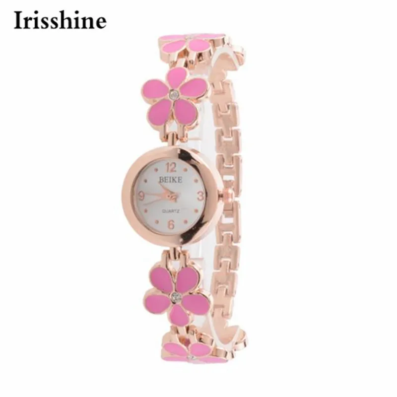 Irisshine#5019 женские часы подарок леди девушка бренд класса люкс Новая мода ромашки цветок розовое золото браслет наручные часы для женщин