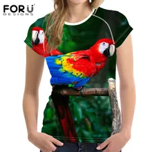 Forudesigns/Попугай с принтом женские футболки зеленый Милая футболка бренд Футболки Harajuku Стиль мягкий тонкий летний Для женщин Рубашки для мальчиков женственный