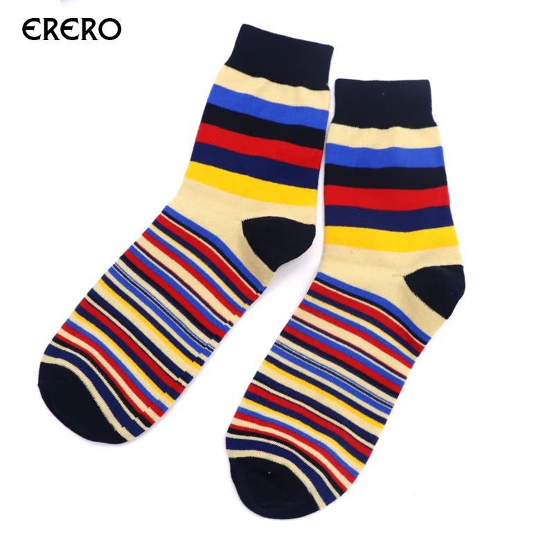 Efero, 2 пары, мужские хлопчатобумажные носки, цветные полосатые термоноски с принтом, Осень-зима, мужские носки Meias Masculinas, мужские носки к деловому костюму