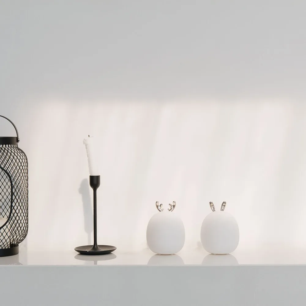 SuperNight Cartoon Rabbit Deer LED Ambient Night Light Cute Silicone Animal Chargeable Touch Sensor Kids Baby Bedside Table Lamp (3)