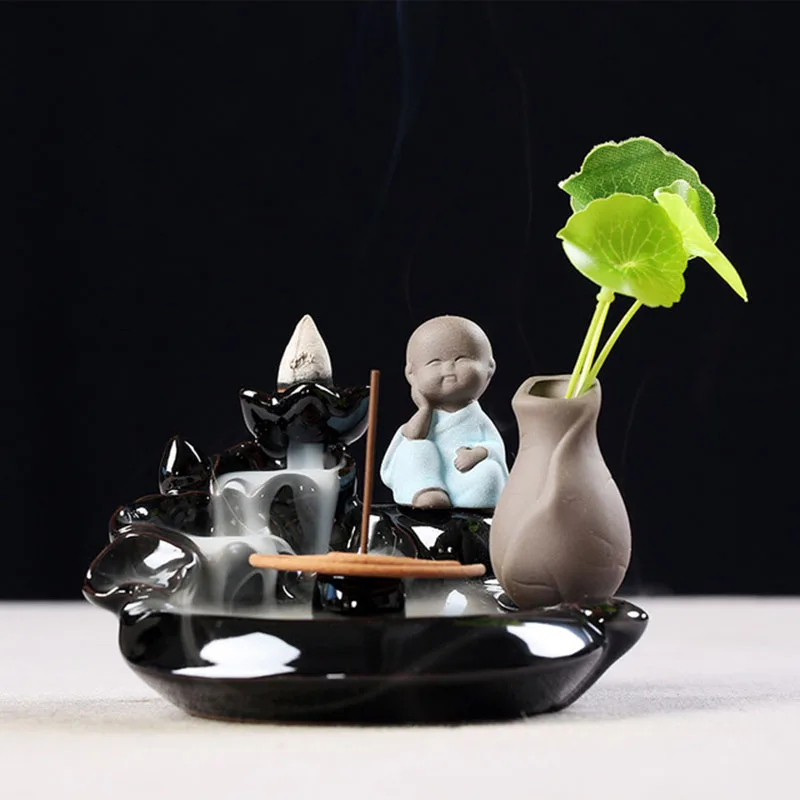Indoor Ceramic backflow Incense Burner Creative Tower Incens Plate Holder Desktop Vase Lotus Aromatherpay Furnace | Дом и сад
