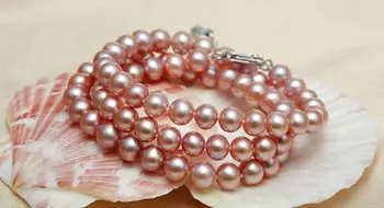 

elegant 9-10mm round south sea gold pink pearl necklace 925s KKK