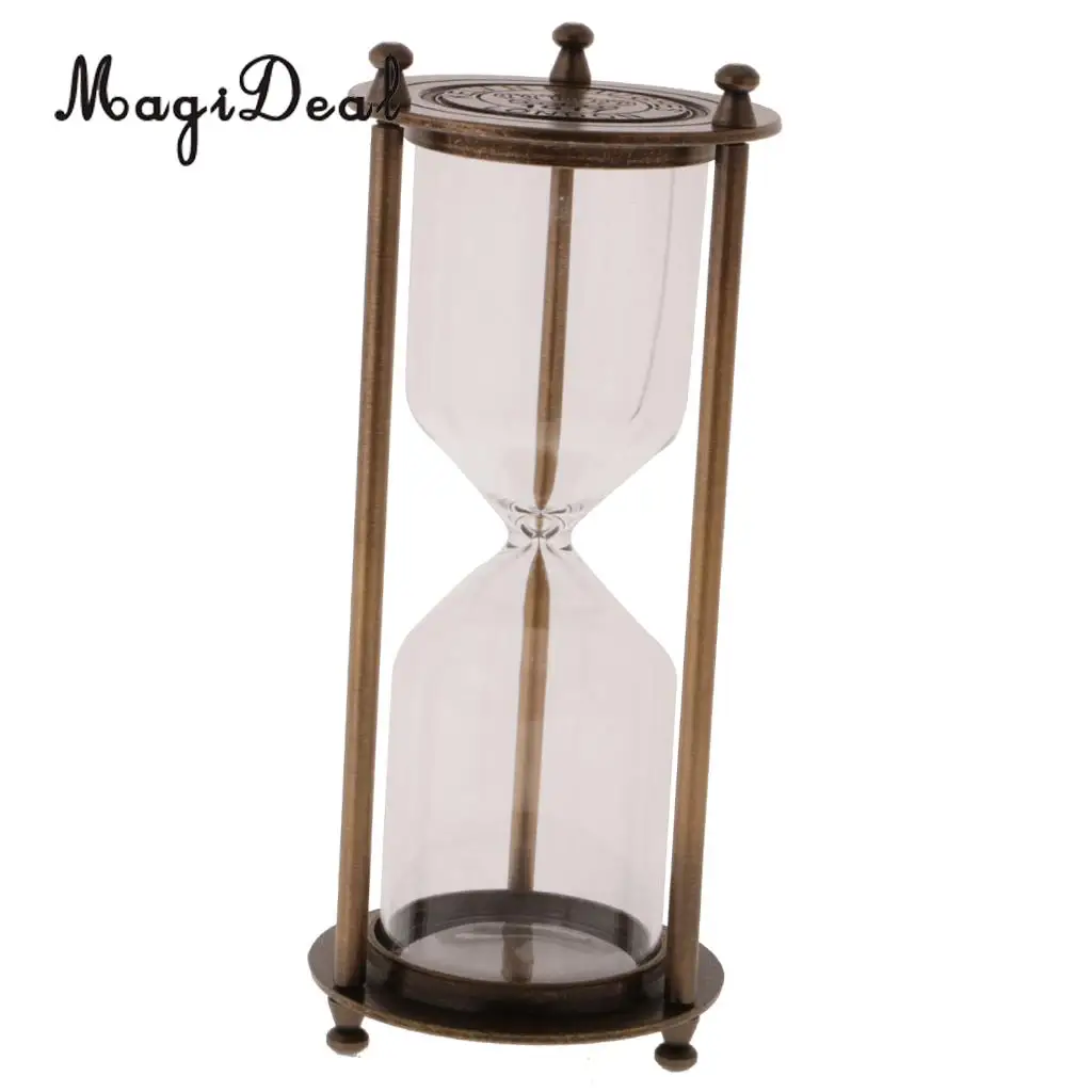 Retro Metal Frame Empty Hourglass Sandglass Sand Timer Living Room Home Office Desk Table Decor Friends Children Novelty Gift