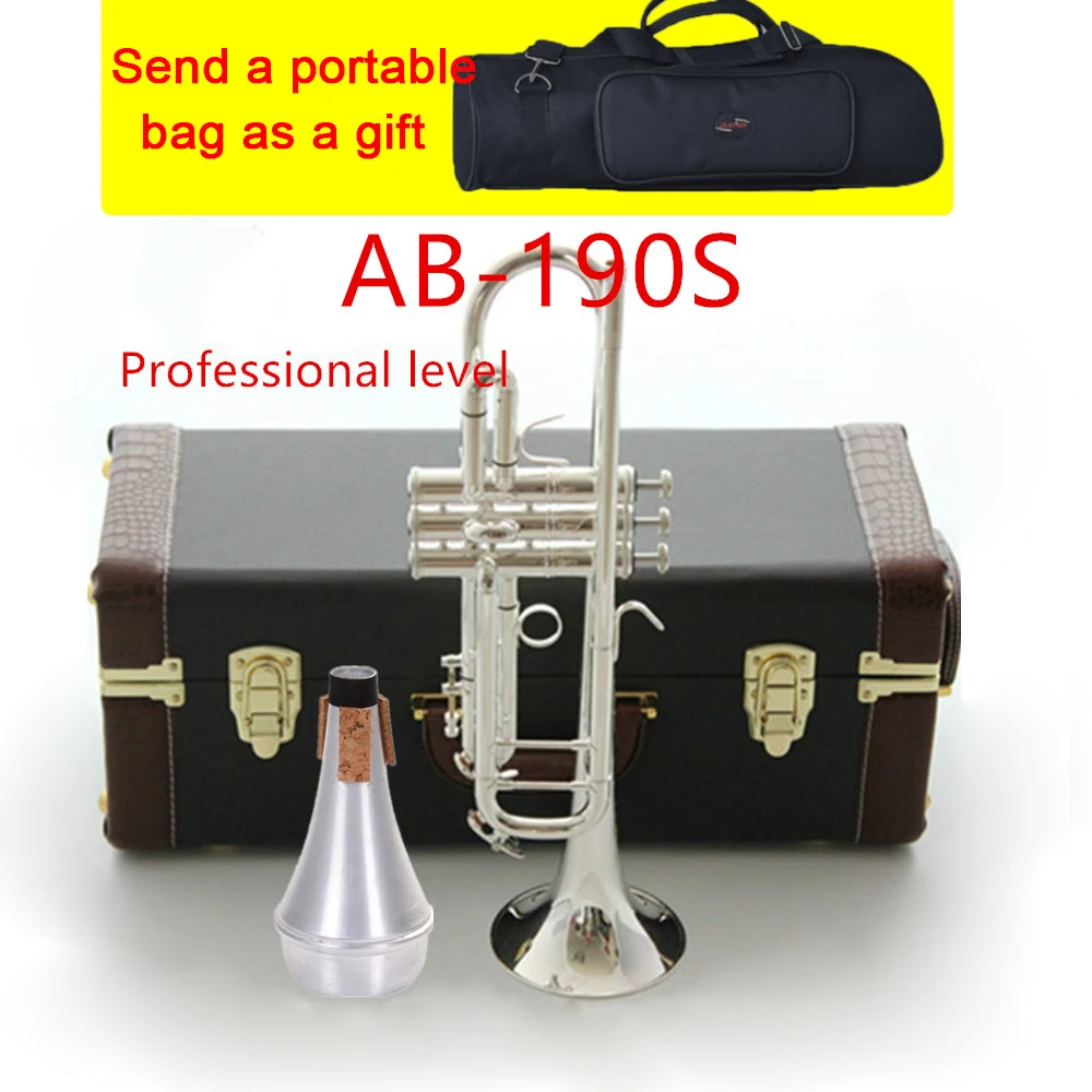 

American Original Bach AB190S Trumpet Silver Plated Gold Bach Trumpete Professional Musical Instruments with Case free shipping