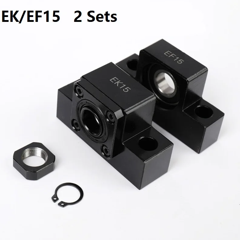 

2pcs EK15 Fixed Side and 2pcs EF15 Floated Side for ball screw end support cnc part 2 sets EK/EF15
