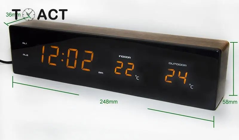 

Large LED Mirror Alarm Clock Electronic Digital Alarm Clocks Luminous Snooze Table Watch With Humidity Display Gift For Elder