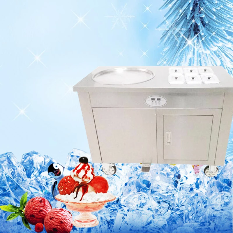 single pan Double compressor fried ice cream machine,stainless steel fried ice cream roll machine,Intelligent Fried ice machine