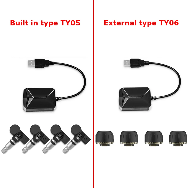 Android DVD TPMS USB сигнализация в шинах Система контроля давления в шинах 4 шины внешние/внутренние датчики Температурная сигнализация внутренняя - Тип: TY05 TY06