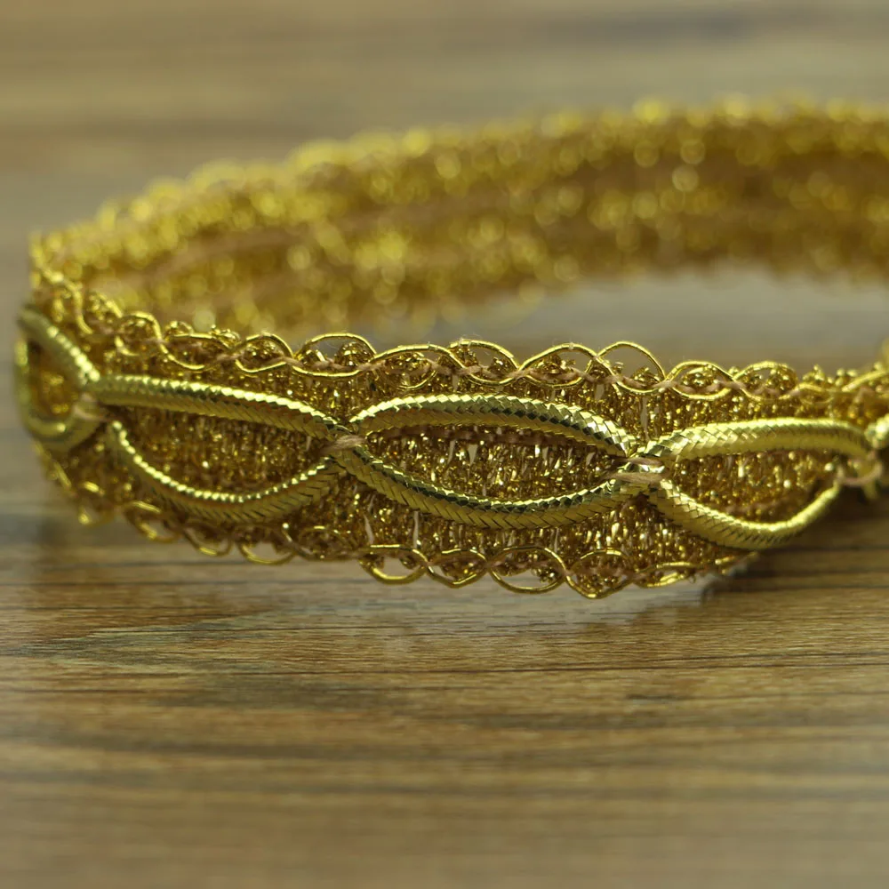 5 ярдов Золотой код Мода DIY Золотое кружево вязание узор изысканный ручной работы DIY аксессуары