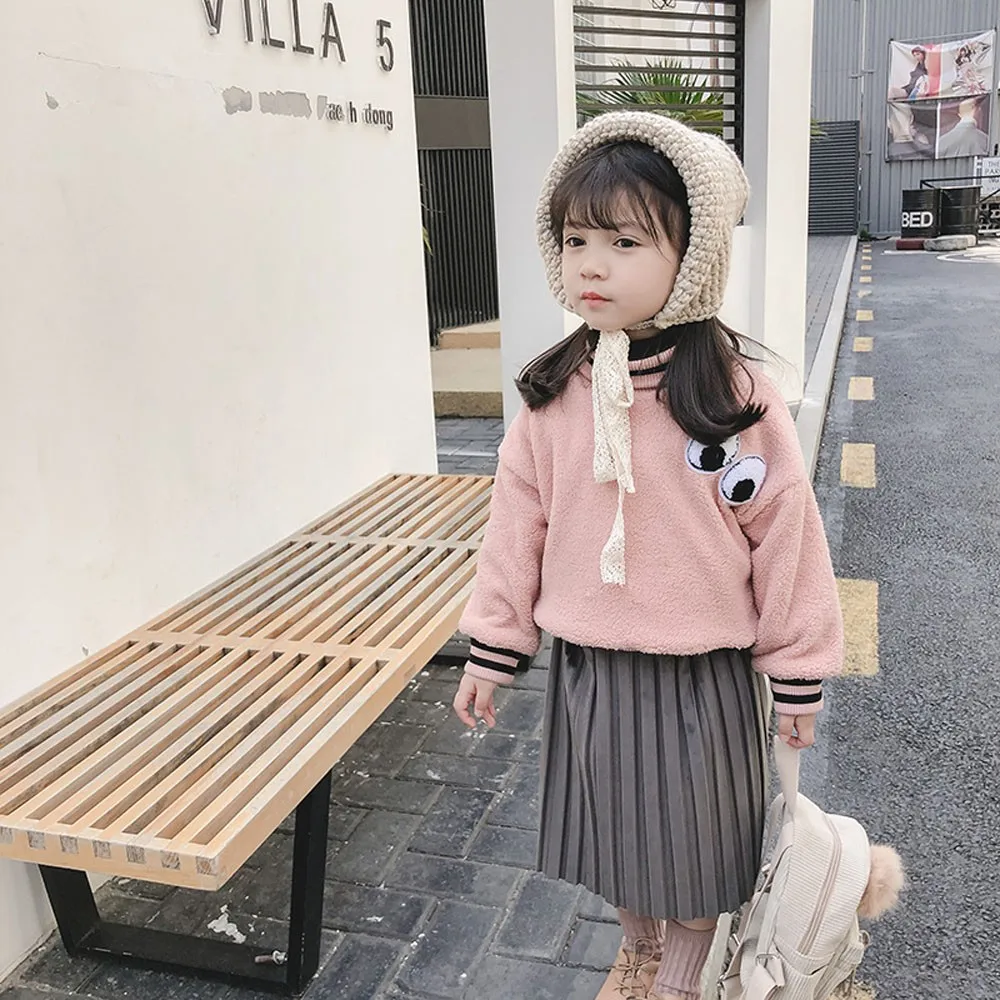 

Toddler Baby Kids Girls Stripe Eyes Thick Warm Pullover Tops Clothes baby girl clothes kid clothes