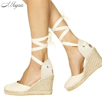 

Mhysa 2019 Platform Wedges Sandals Cover Heel Hemp Gladiator Buckle Strap Mixed Colors Summer Shoes Woman Sandals Big Size T63
