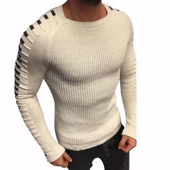 

SHUJIN Plus Size Christmas Sweater Men 3XL Autumn Long Sleeve ONeck Mens Sweaters 2018 Fashion Striped Patchwork Pullover Tops