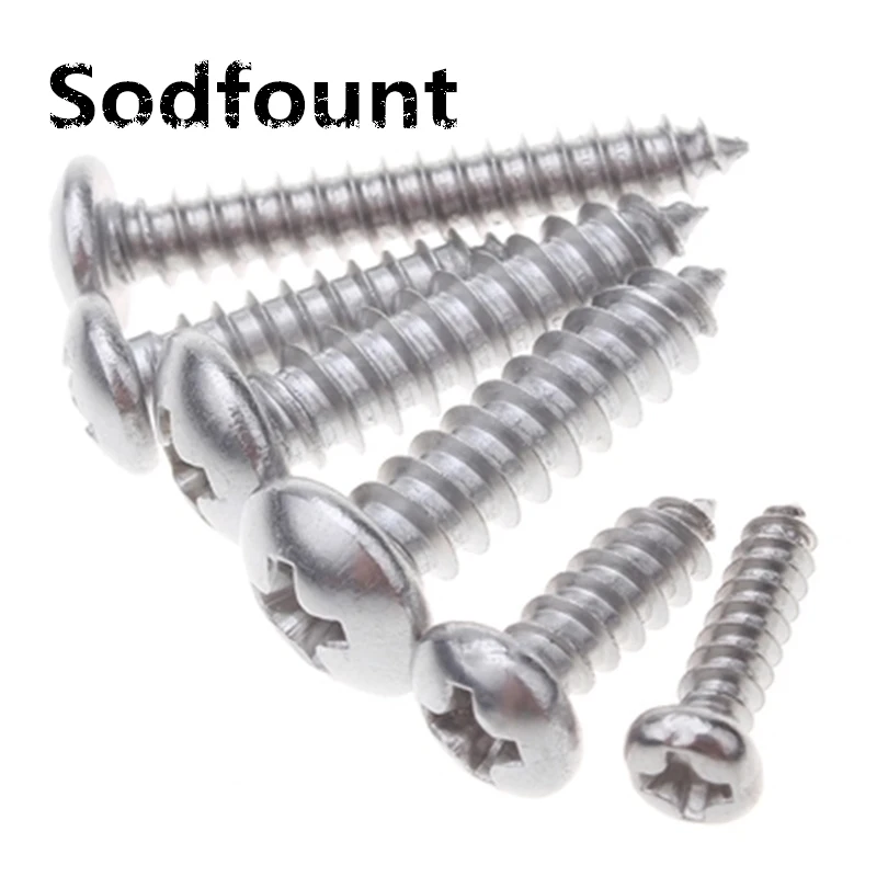 

100pcs/lot 304 stainless steel cross round head self tapping screw M1.7 M2 M2.3 PA electronic self-tapping screws