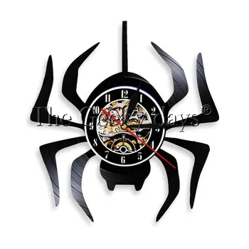 

1Piece Halloween Spider Night Lamp Black Widow Spider Silhouette LED Wall Light Araneid Living Room Vinyl Wall Clock Home Decor